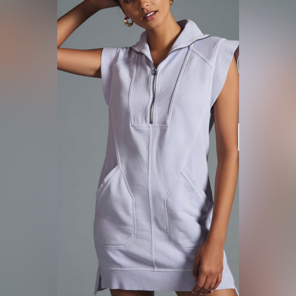 Daily Practice by Anthropologie Meru Lavender Zip Front Dress Size Medium